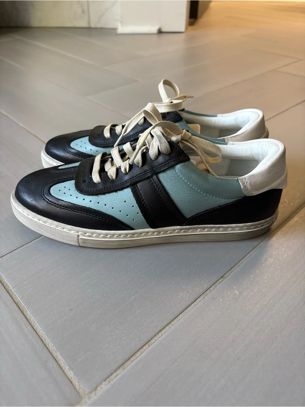 Greats Charlie Two-Tone Black and Light Blue Low-Top Sneakers
